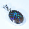 Australian Opal Matrix and Diamond Silver Pendant with Silver Chain (14mm x 10mm)  Code - Y354