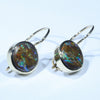 Natural Australian Boulder Matrix Opal Gold Earrings (11mm x 11mm) Code W55