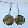 Natural Australian Boulder Matrix Opal Gold Earrings (11mm x 11mm) Code W55