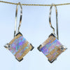 Natural Australian Queensland Pipe Opal Gold and Diamond Earrings