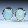 Natural Australian Coober Pedy Crystal Opal Gold Studs
