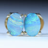 Natural Australian Solid Queensland Boulder Opal 18k Gold Studs