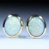 Natural Australian Coober Pedy Crystal Opal Gold Studs