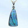 Solid Lightning Ridge Black Opal and Diamond Gold Pendant