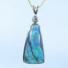 Natural Australian Black Opal Gold and Diamond Pendant