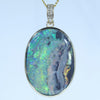 Natural Australian Unique Black Opal Gold and Diamond Pendant