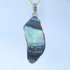 Natural Australian Lightning Ridge Black and Crystal Opal Gold and Diamond Pendant