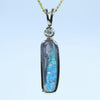 Natural Australian Black Opal Gold and Diamond Pendant