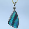 Natural Australian Lightning Ridge Black Opal and Diamond Pendant