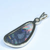Lightning Ridge Solid Black and Crystal Opal with Diamonds Gold Pendant (20mm x 10mm) Code - Z64