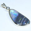 Lightning Ridge Solid Black and Crystal Opal with Diamonds Gold Pendant (20mm x 10mm) Code - Z64