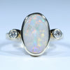Natural Australian White Opal Gold and Diamond Ring 