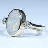 10k Gold - Solid Coober Pedy White Opal - Natural Diamond