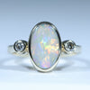 Natural Australian White Opal Gold and Diamond Ring