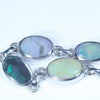 Australian Boulder Opal and Black Opal Silver Bracelet 14cm - 17cm Code  D27
