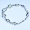 Natural Coober Pedy Solid Opal Silver Bracelet 15.5cm - 18cm Code  D22