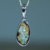 Australian Boulder Opal Silver Pendant with Silver Chain (12mm x 6mm) Code - Y6307