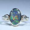 Natural Australian Lighting Ridge Black Opal Gold and Diamond Ring