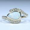 Natural Australian White Opal Gold and Diamond Ring