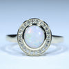 Natural Australian White Opal Gold and Diamond Ring