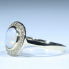 Coober Pedy White Opal and Diamond Gold Ring - Size 7 US Code - T89