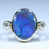 Natural Australian Black Opal Gold and Diamond Ring