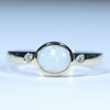 Natural Australian Coober Pedy White Opal Gold and Diamond Ring