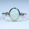 Natural Australian Coober Pedy White Opal Gold and Diamond Ring