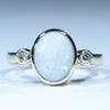 Natural Australian Coober Pedy White Opal Gold and Diamond Ring