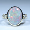 Natural Australian Lighting Ridge Dark Opal Gold and Diamond Ring