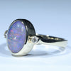 Natural Solid Australian Boulder Opal and Diamond Gold Ring - Size 7  US Code - T77