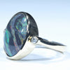 Lightning Ridge Black Opal and Diamond  Gold Ring Size 7.25 Code - T83