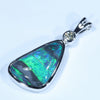 10k White Gold - Solid Lighting Ridge Black Opal - Natural Diamond