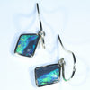 Natural Solid Australian Black Opal Gold Earring (11 x 6.5mm) Code W62