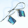 Natural Solid Australian Black Opal Gold Earring (11 x 6.5mm) Code W62