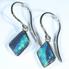 Natural Solid Australian Black Opal Gold Earring (11 x 6.5mm) Code W62