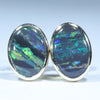 Natural Australian Black Opal Gold Stud Earrings