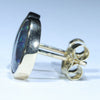 Natural Solid Australian Black Opal Gold Earring Studs (10 x 8mm) Code W63