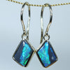 Natural Australian Black Opal Gold Drop Earring
