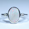 Natural Australian Coober Pedy Dark Opal Silver and Diamond Ring