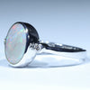Sterling Silver - Solid Coober Pedy Dark Opal - Natural Diamonds