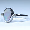 Coober Pedy Solid Opal and Diamond Silver Ring - Size 7.5 Code CC643