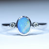 Natural Australian Boulder Opal Silver and Diamond Ring