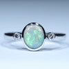 Natural Australian Coober Pedy Dark Opal Silver and Diamond Ring