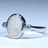 Sterling Silver - Solid Coober Pedy Dark Opal - Natural Diamonds