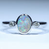 Natural Australian Queensland Boulder Opal Silver and Diamond Ring