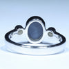 Lightning Ridge Solid Black Opal and Diamond Silver Ring - Size 6.25 Code CC630