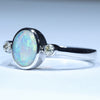 Sterling Silver - Solid Coober Pedy Crystal Opal - Natural Diamonds