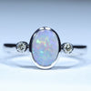 Natural Australian Coober Pedy Dark Opal Silver and Diamond Ring