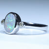 Sterling Silver - Solid Coober Pedy Dark Opal - Natural Diamonds